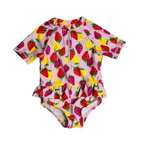 Joe Fresh Pink Strawberry Print Kids Rashguard